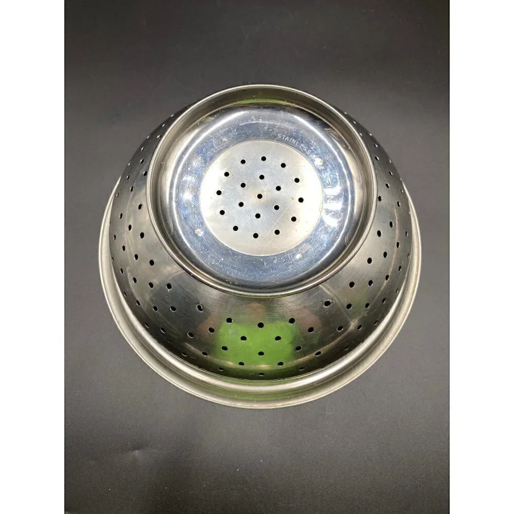 Vtg EKCO Flint Stainless Steel Colander Strainer10.5